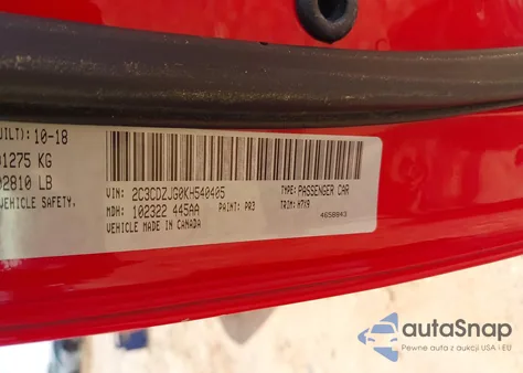 2019 Dodge Challenger Gt из США, поврежденный, VIN 2C3CDZJG0KH540405